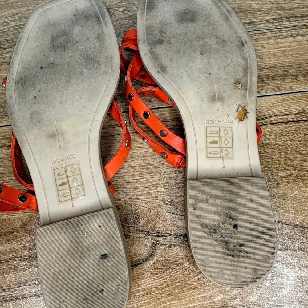 Dolce Vita ‘Izabel’ Orange Studded Silver Sandals Size 8.5